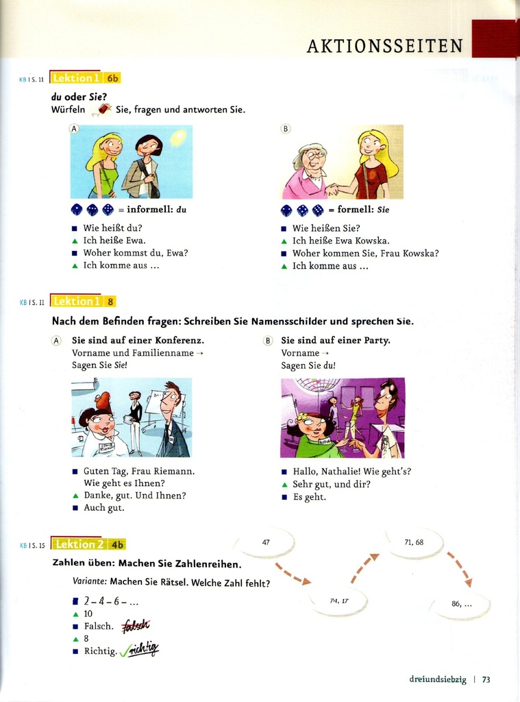 AKTIONSSEITEN (seite 73)
