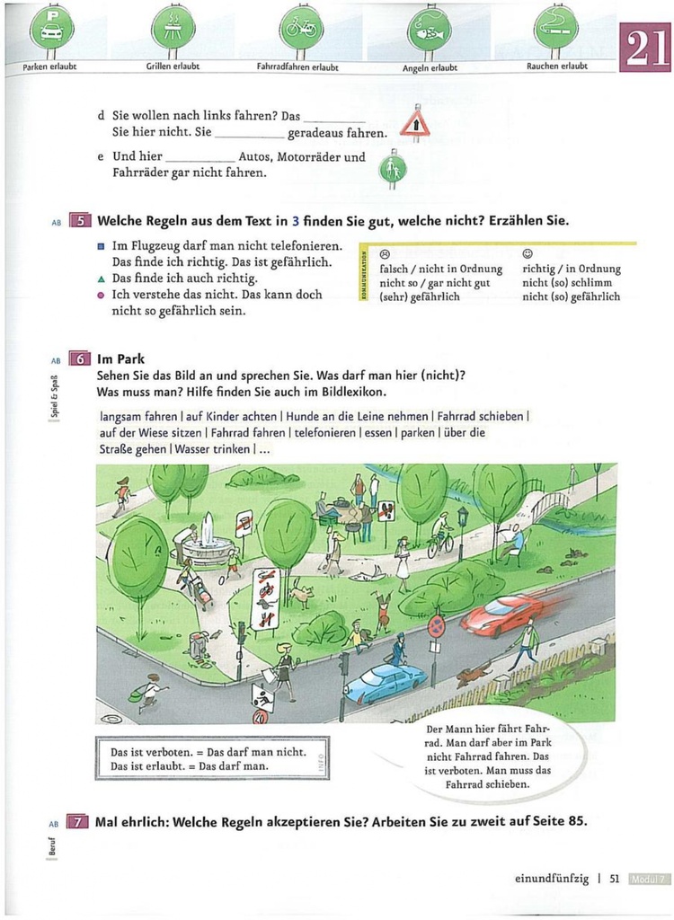 Welche Regeln aus dem Text in 3 finden Sie gut, welche nicht? Erzählen Sie. (seite 51)