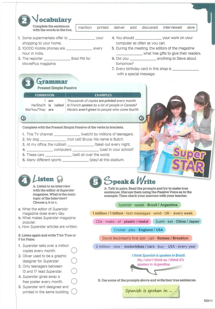 2- Vocabulary - 3 Grammar - 4 Listen 5- Speak and Write