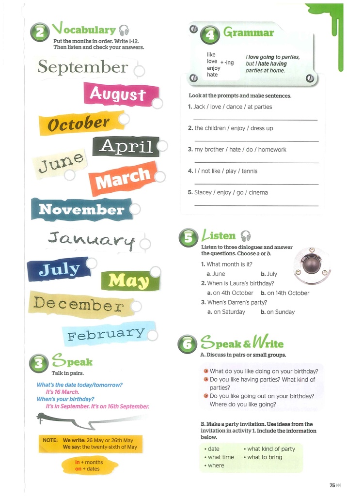 Party Time (Vocab&Speak&Grammar&Listen&Write)