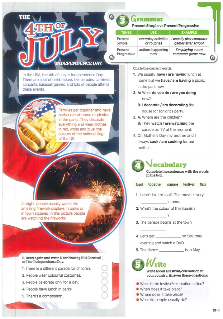 Let's Celebrate! (Grammar&Vocabulary&Write)