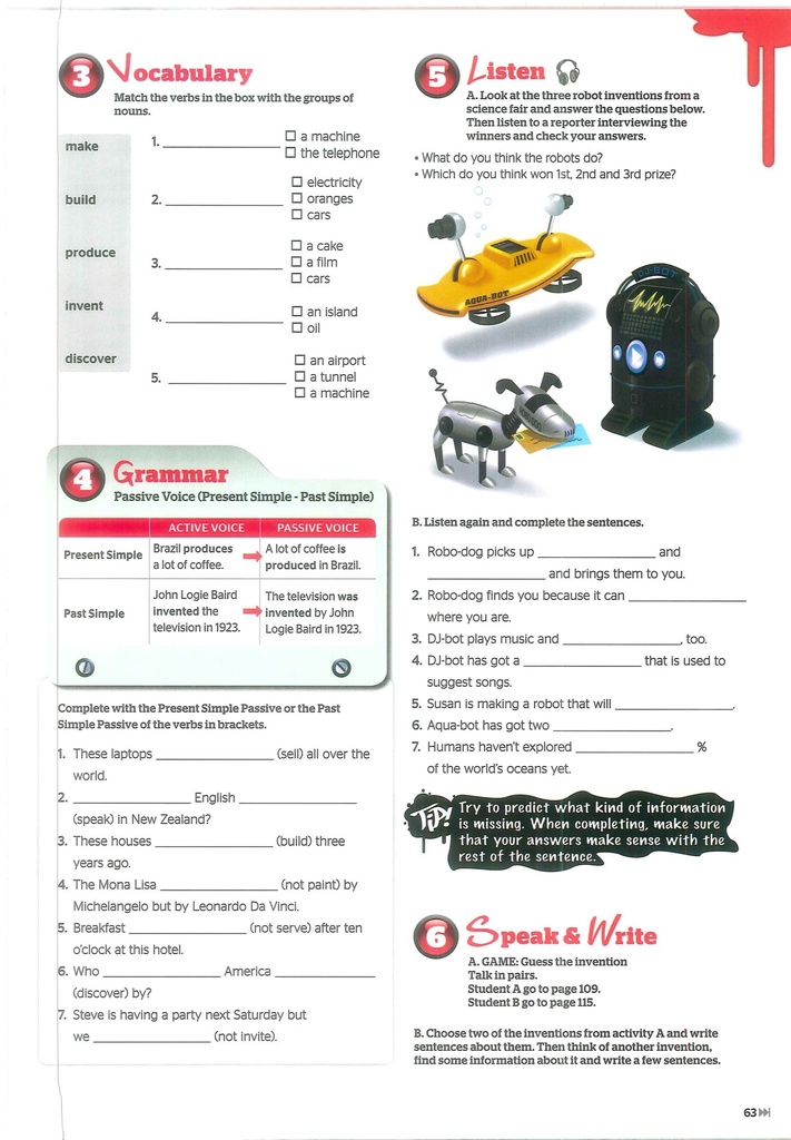 Vocabulary , Listen , Grammer , Speak and Write