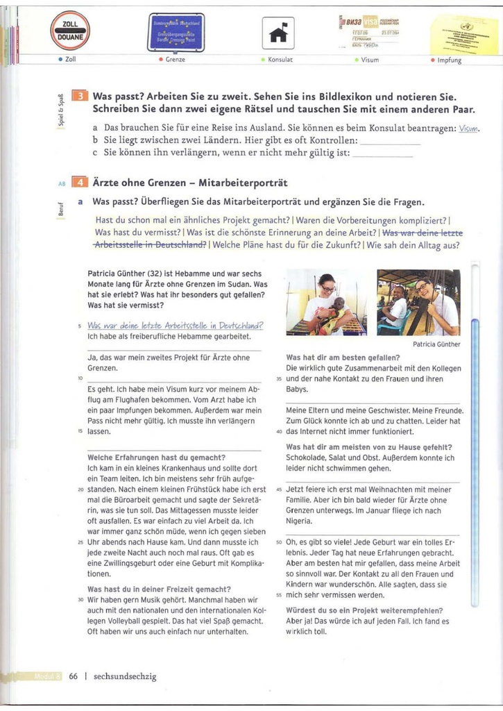Was passt? Arbeiten Sie zu zweit. Sehen Sie ins Bildlexikon und notieren Sie. Schreiben Sie dann eigene Rätsel und tauschen Sie mit einem andere Paar. (seite 66)