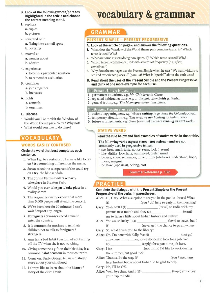 1a Vocabulary and Grammar