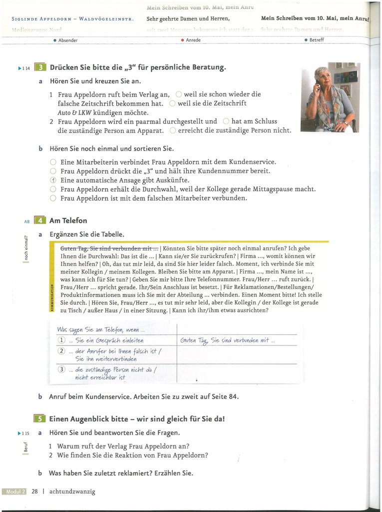 Drücken Sie bitte die ,,3'' für personliche Beratung. (seite 28)