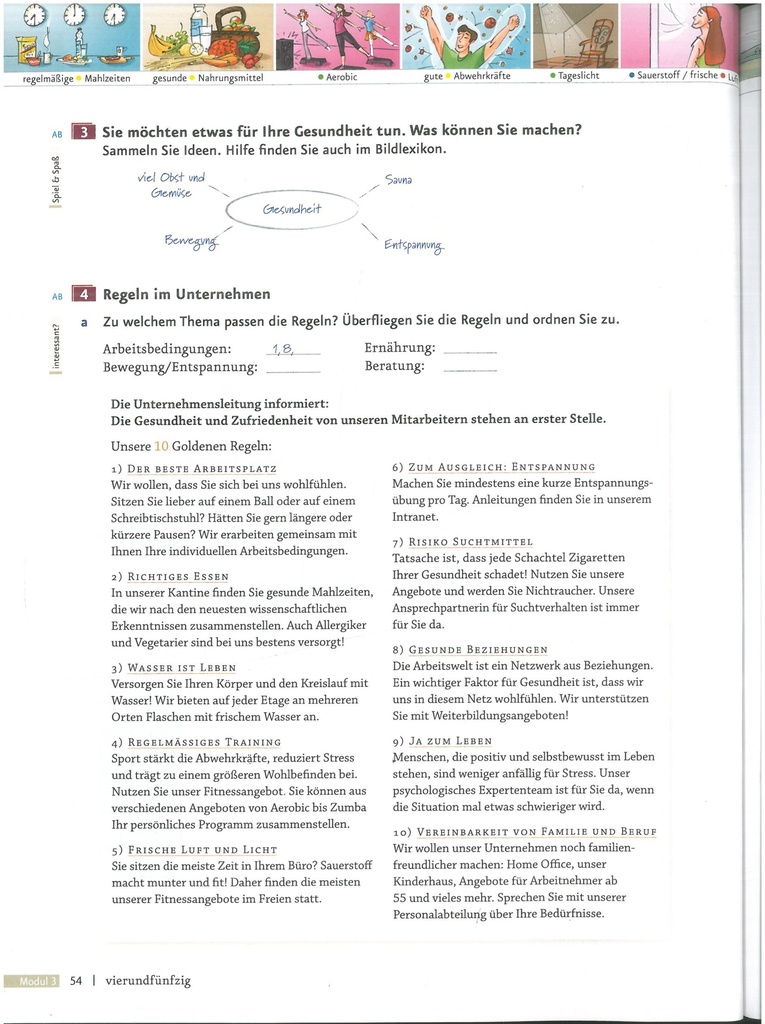 Sie möchten etwas für Ihre Gesundheit tun. Was können Sie machen? (seite 54)
