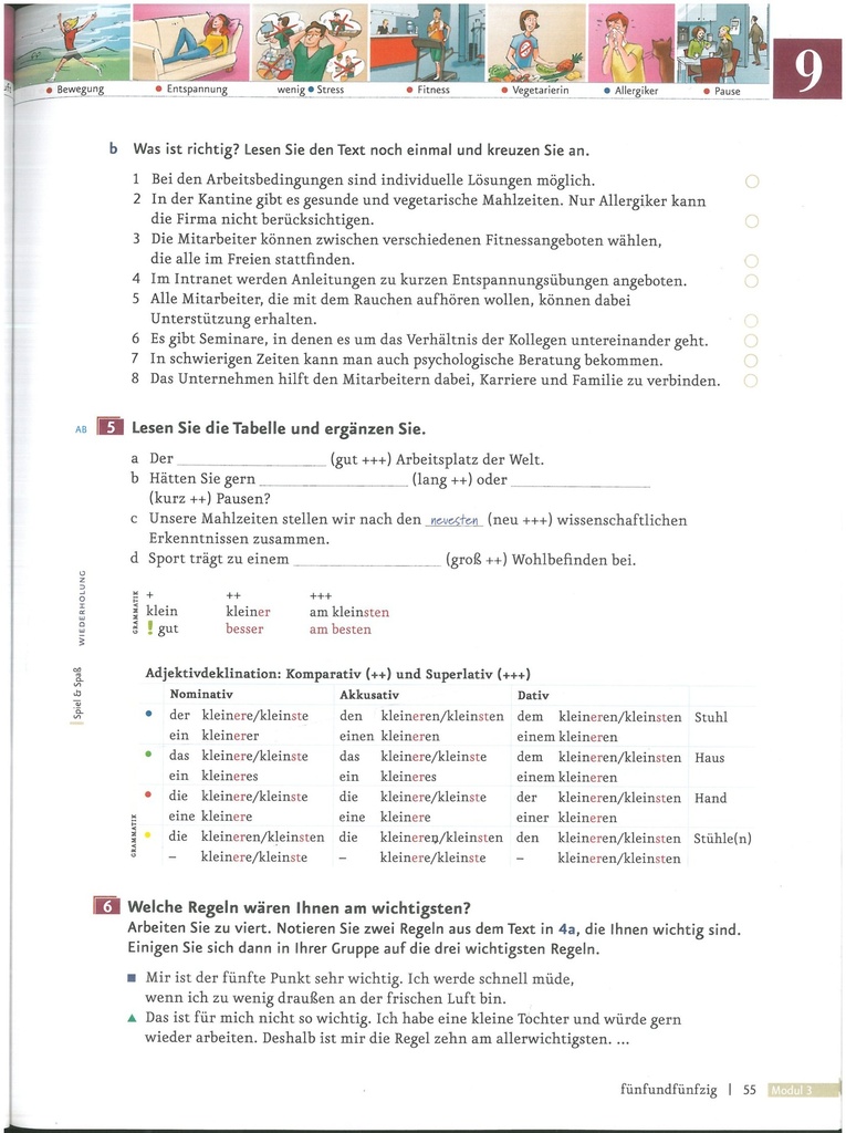 Was ist richtig? Lesen Sie den Text noch einmal und kreuzen Sie an. (seite 55)