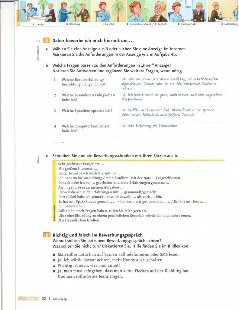 B1.2 Daher bewerbe ich mich hiermit um ... (seite 20)