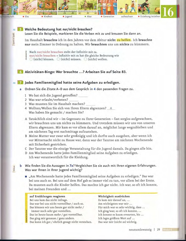 B1.2 Welche Bedeutung hat nur/nicht brauchen? (seite 29)