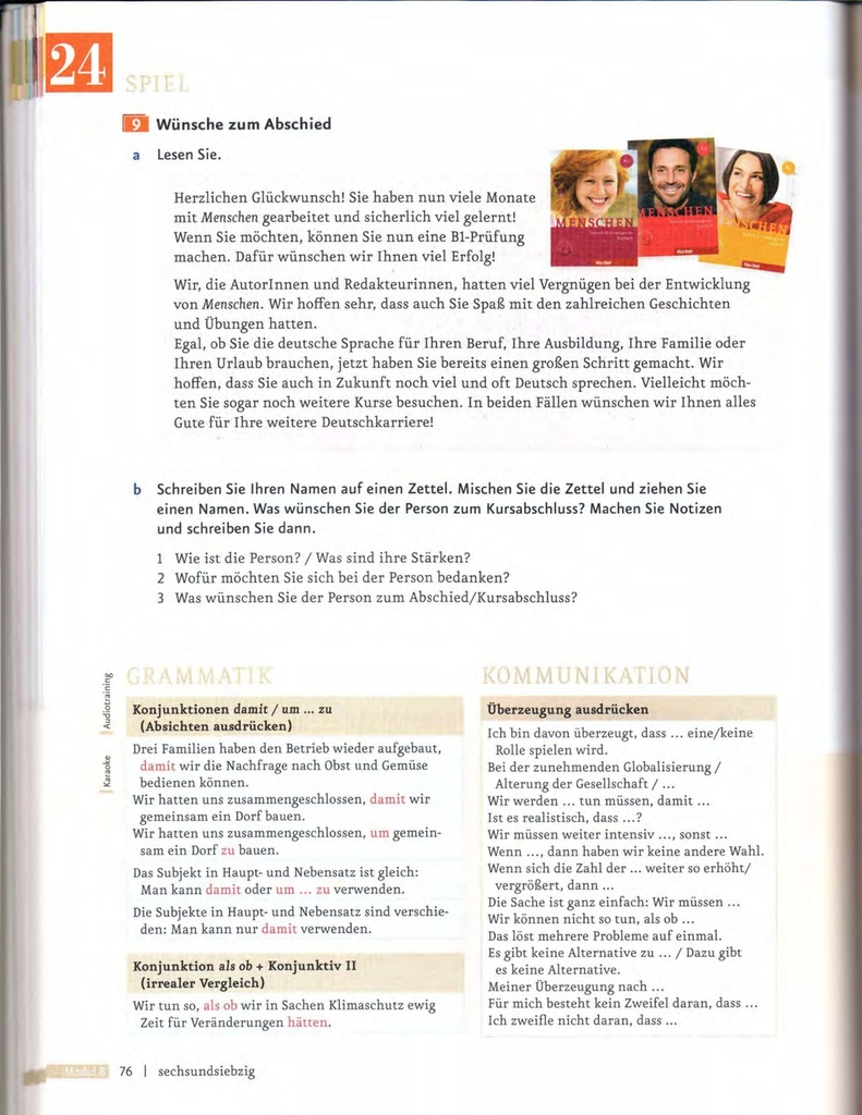 B1.2 SPIEL  / Wünsche zum Abschied (seite 76)