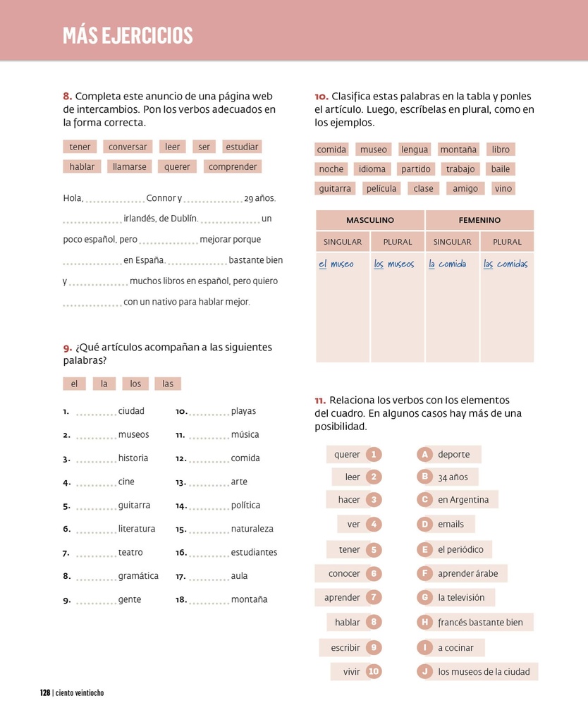 Completa este anuncio de una página web de intercambios.Pon verbos adecuados en la forma correcta.