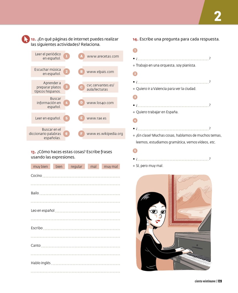 ¿En qué páginas de internet puedes realizer las siguientes actividades? Relaciona.