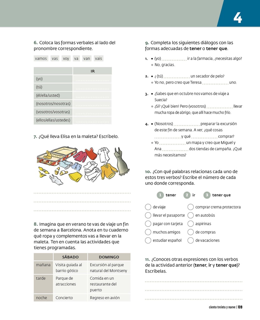 Coloca las formas verbales al lado del pronobre correspondiente.