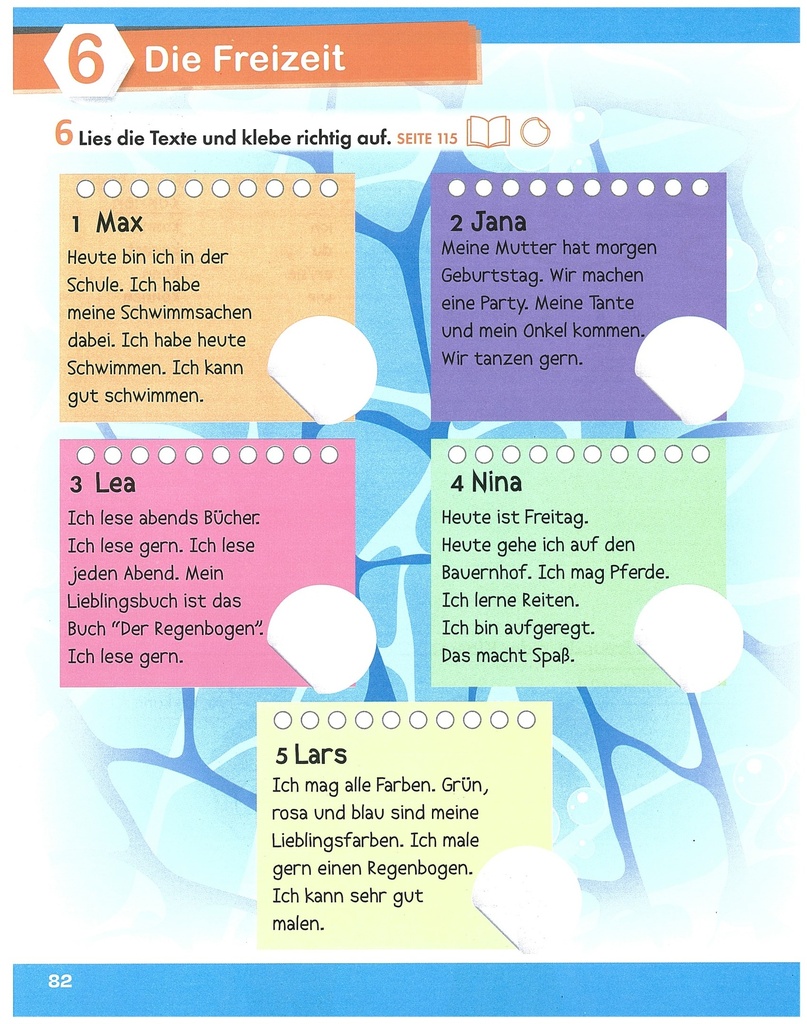 6.6 Lies die Texte und klebe auf