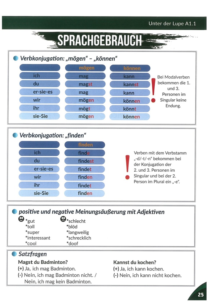 9. Verbkonjugation mögen-können.