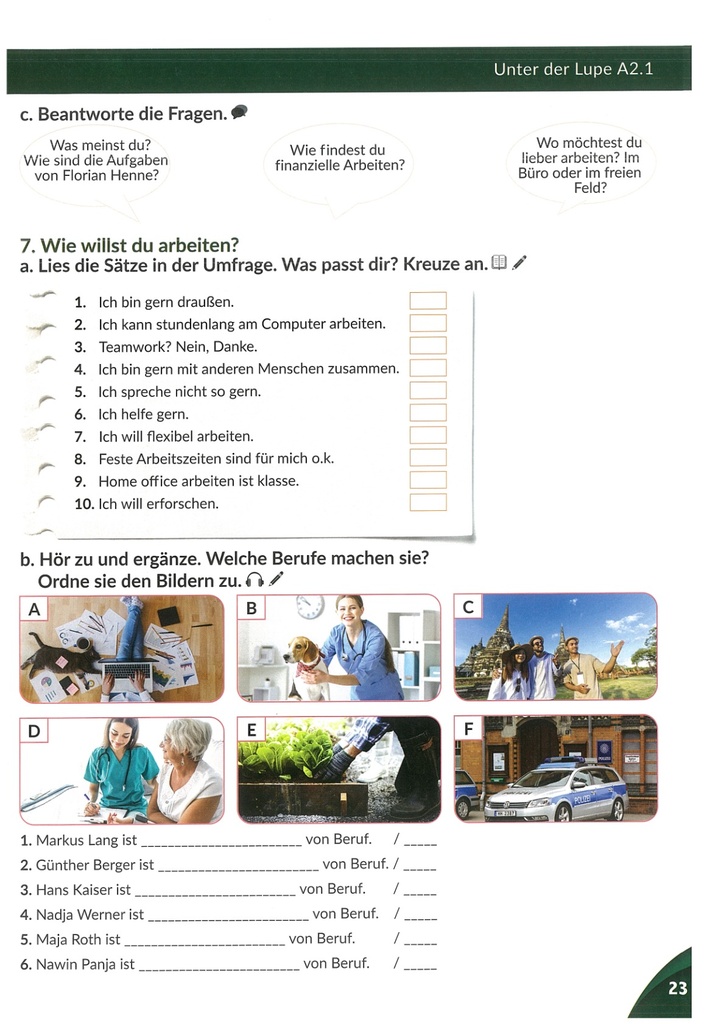 c. Beantworte die Fragen