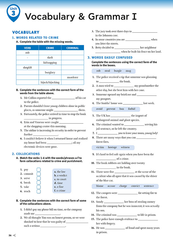 Vocabulary & Grammar I (page 36)