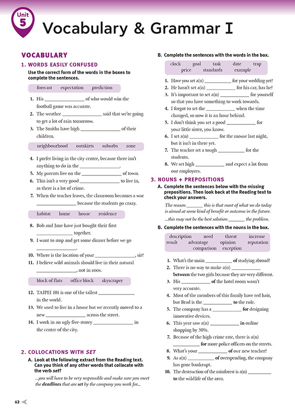 Vocabulary & Grammar I (page 62)