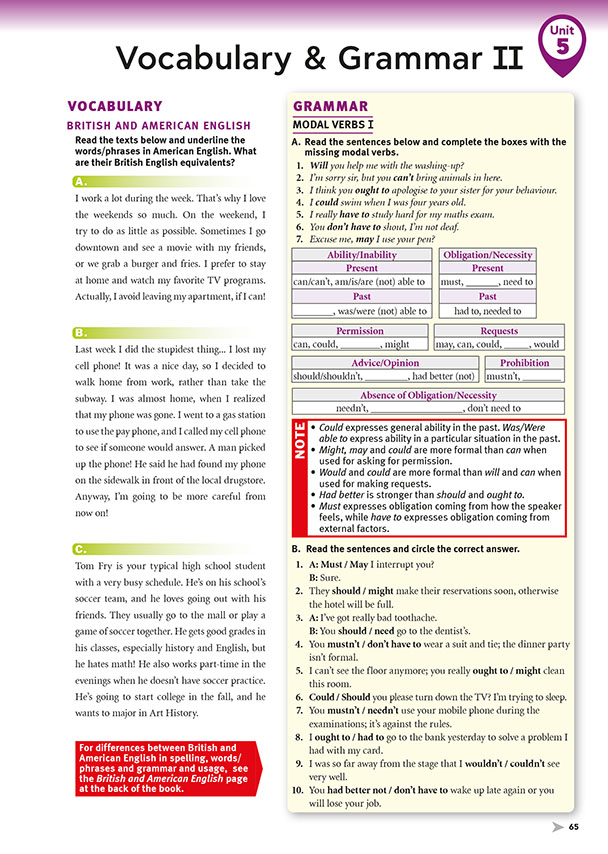 Vocabulary & Grammar II (page 65)