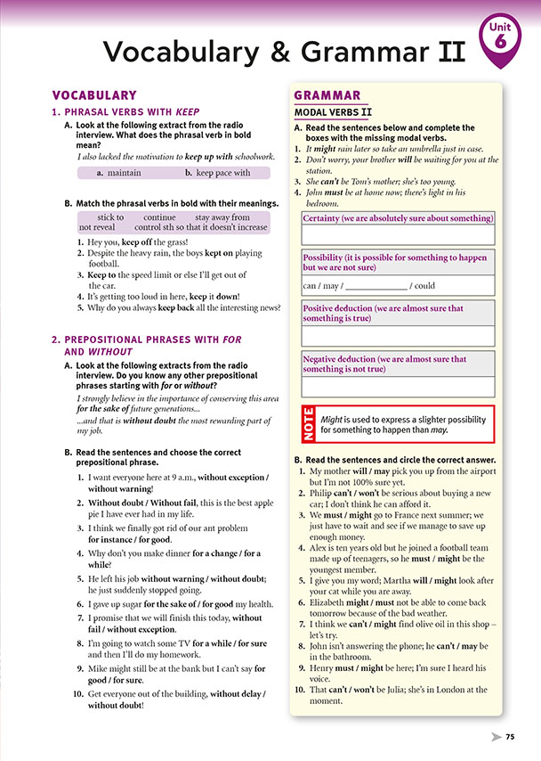 Vocabulary & Grammar II (page 75)