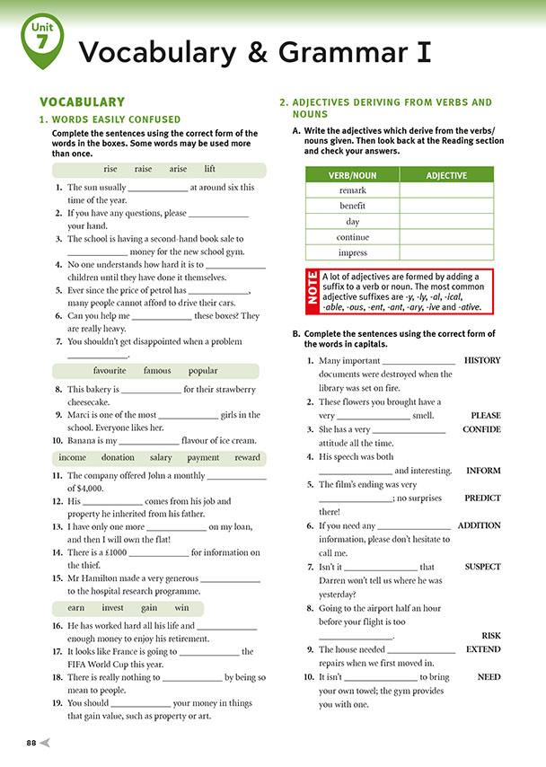 Vocabulary & Grammar I