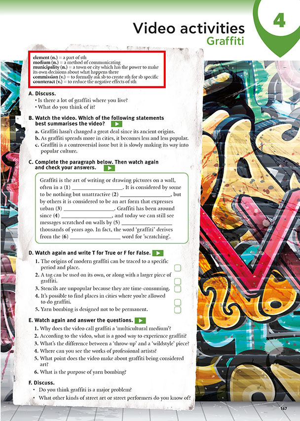 Video activities / Graffiti (page 167)