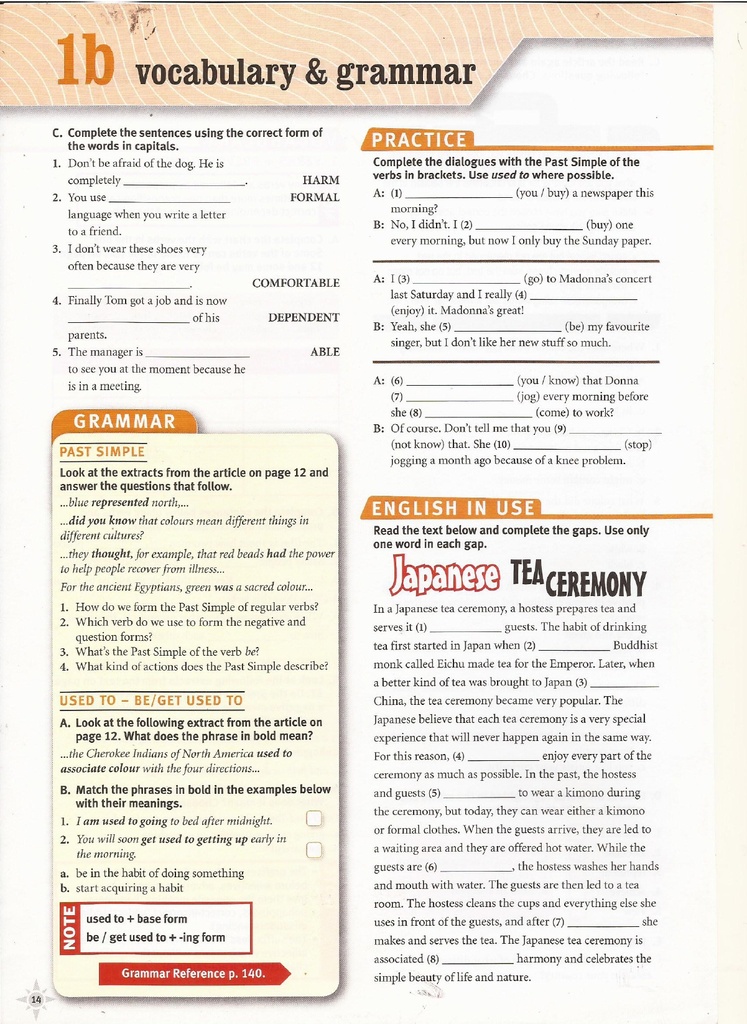 1b Vocabulary & Grammar (page 14)