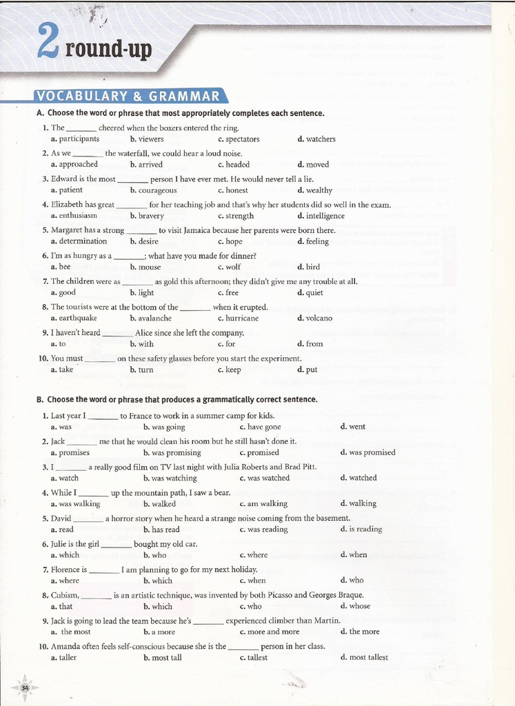 2 Round-up / VOCABULARY & GRAMMAR (page 34)