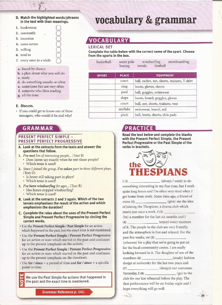 Vocabulary & Grammar