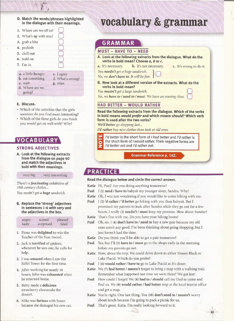 Vocabulary & Grammar