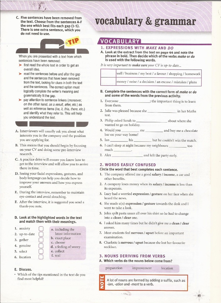 Vocabulary & Grammar