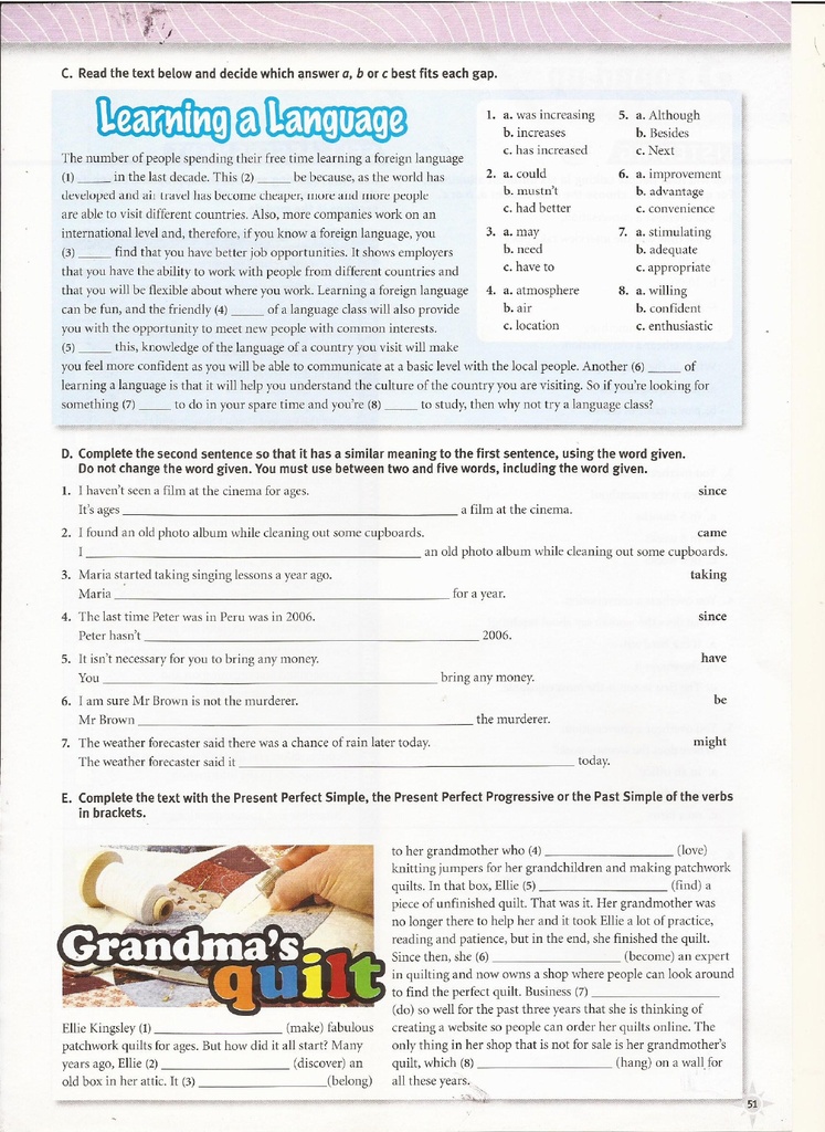 3 Round-up  / Learning a Language  (page 51)