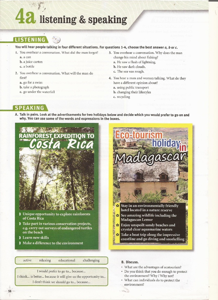 4A Listening & Speaking (page 58)
