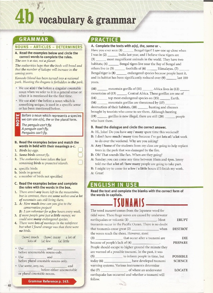 4b Vocabulary & Grammar (page 62)