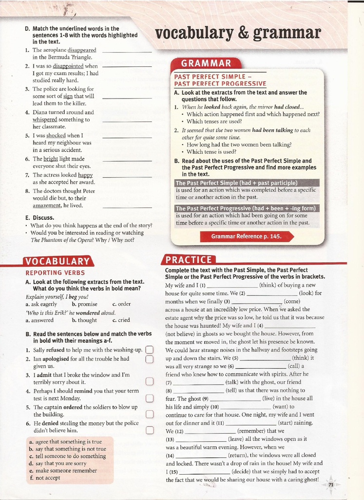 Vocabulary & Grammar (page 71)