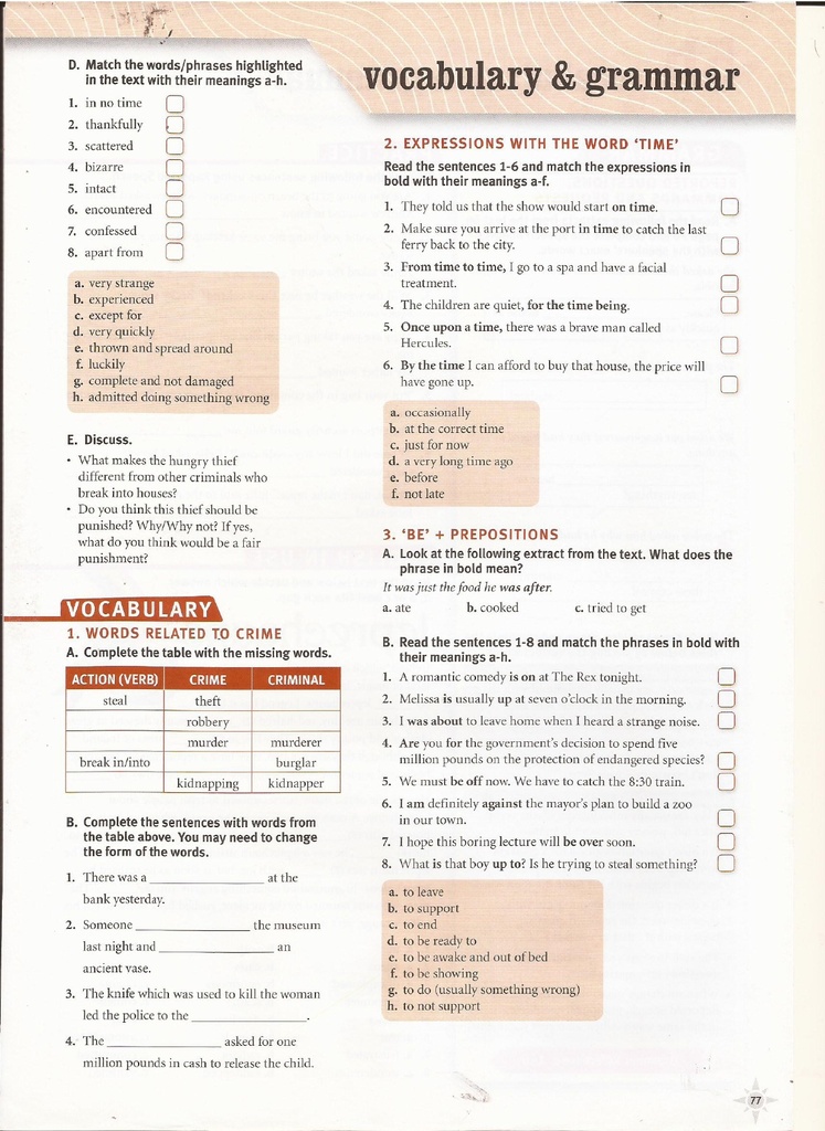 Vocabulary & Grammar (page 77)