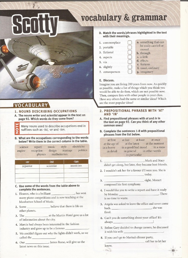 Vocabulary & Grammar / Scotty (page 93)