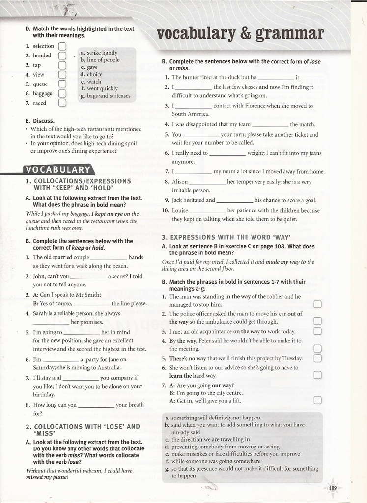 7b Vocabulary & Grammar (page 110)