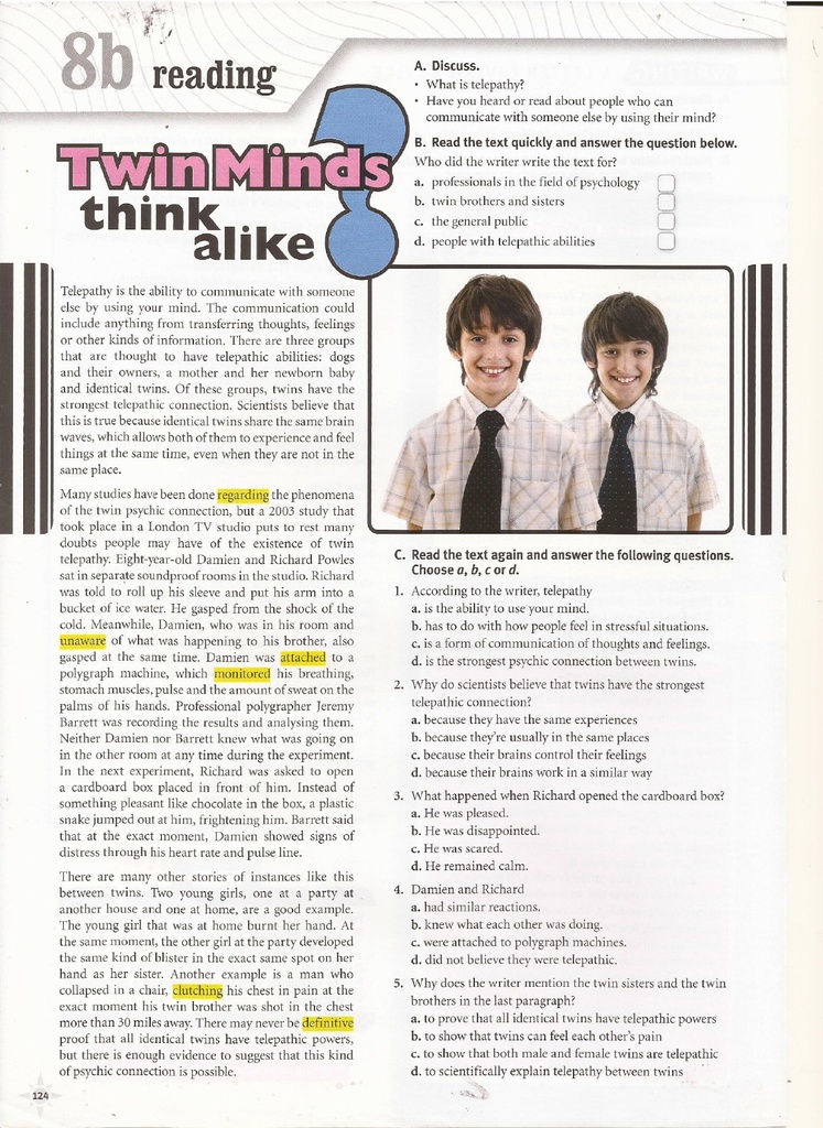 8b Reading (page 124)