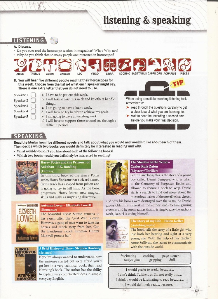 Listening & Speaking (page 127)