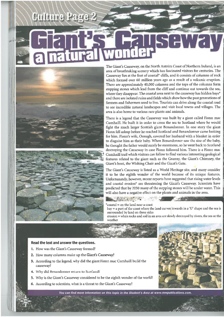 Culture Page 2 / Giant's Causeway a natural wonder (page 136)