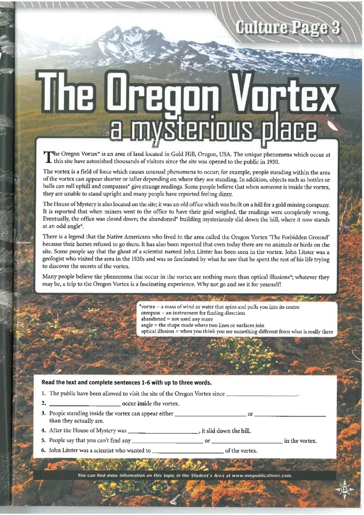 Culture Page 3 / The Oregon Vortex a mysterious place (page 137)