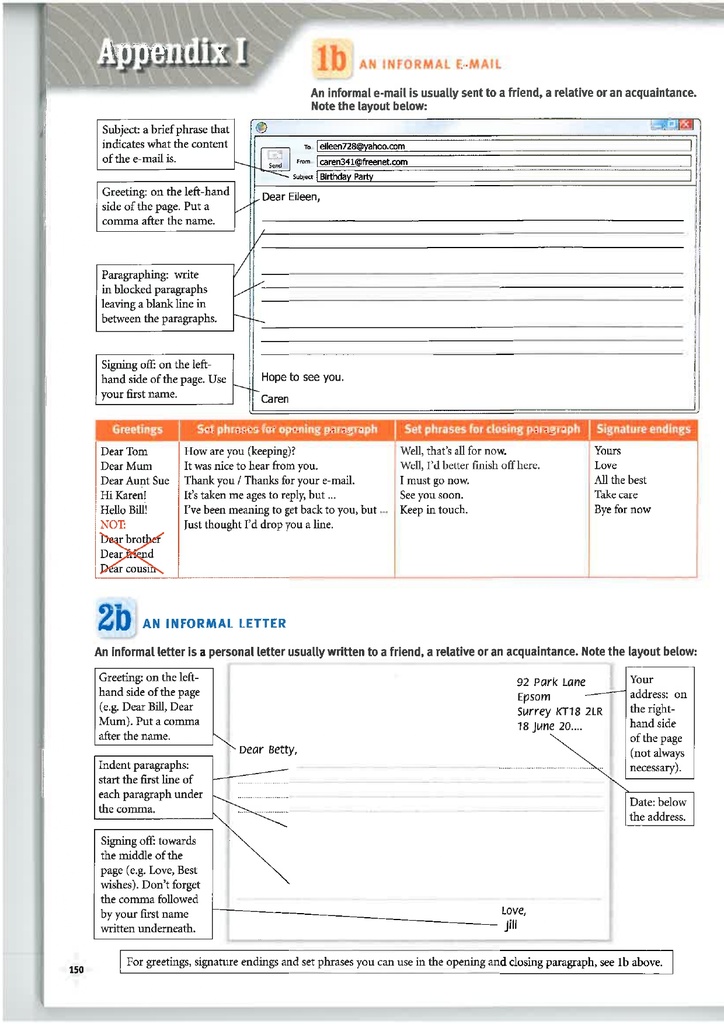 Appendix I / 1b AN INFORMAL E-MAIL (page 150)