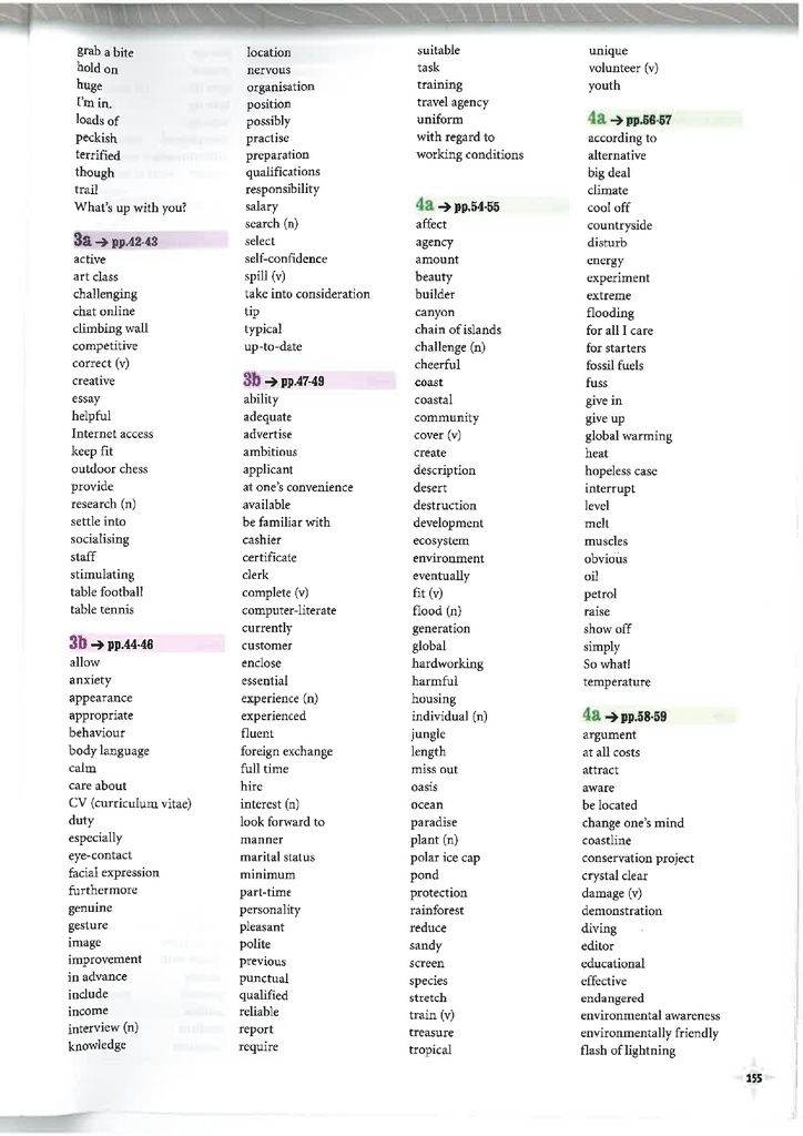 Word list (page 155)