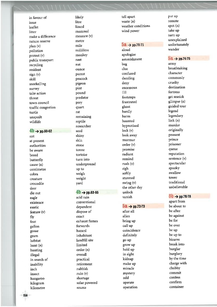Word list (page 156)