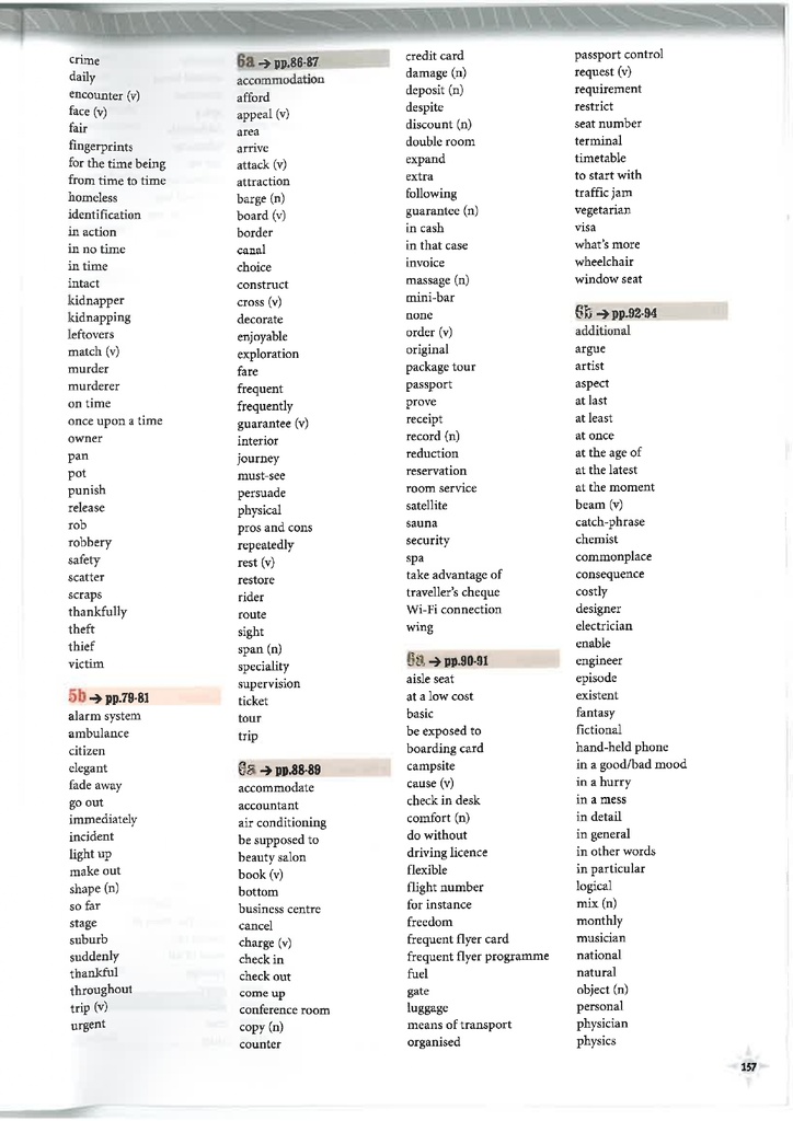 Word list (page 157)