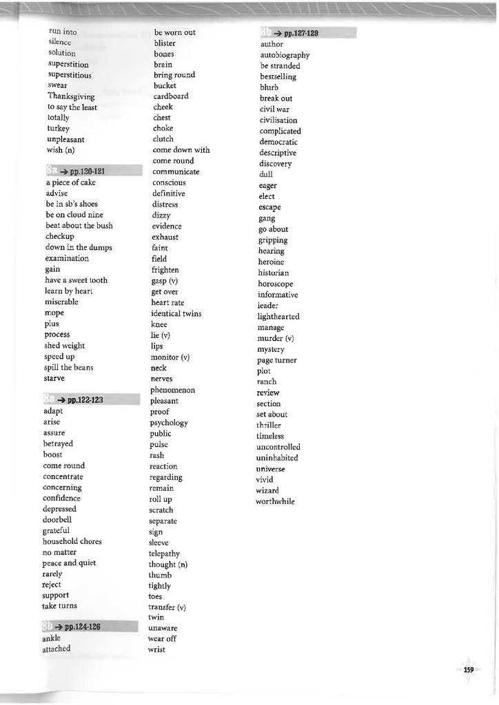 Word list (page 159)