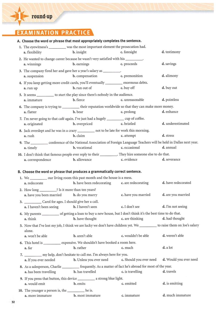 1 Round-up  / EXAMINATION PRACTICE (page 32)