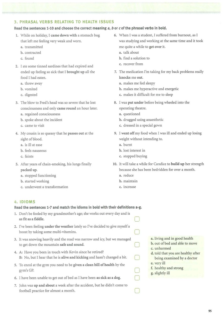 3. PHRASAL VERBS RELATING TO HEALTH ISSUES