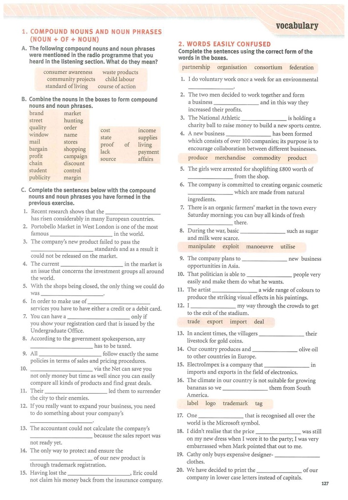 1. COMPOUND NOUNS AND NOUN PHRASES (NOUN + OF + NOUN)